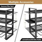 Power Tool organizer, 4 Layer Heavy Duty Metal tool Organizer Loads 260lbs, Garage Wall Organizer 8 Cordless Drill Holder, Wall mounted Tool Organizer for Garage Workshop - 33 Inch