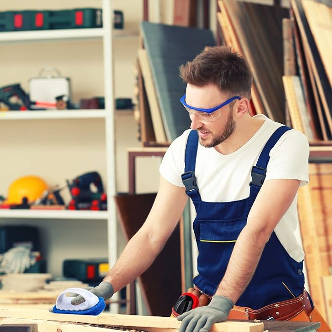 BBTO 4 Pack Teak Brush Cleaner with Handle Teak Cleaning Brush Cleaning Scrub Scouring Pads Scrubbers for Simple Easy Polishing Refinishing Clean up Boat Accessories