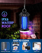 Outdoor Insect Killer, Mosquito Killer, Electric Fly Killer, Insect Killer, Mosquito Killer, Fly Trap, Indoor and Outdoor Flying Insect Killer 4200V, ABS Plastic Shell (Black)