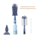 Multifunctional Cleaning Brush, Baby Bottle Brush, Bottle Brush Cleaner Set, Dark Blue, Silicone and Nylon Brush