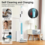 Self Clean and Empty Cordless Vacuum Cleaner with 2.5L Dust Base, Powerful Suction Handheld Vacuum, Auto Empty System, HEPA Filtration, Stick Vacuum for Pet Hair, Hardwood and Carpet, Blue