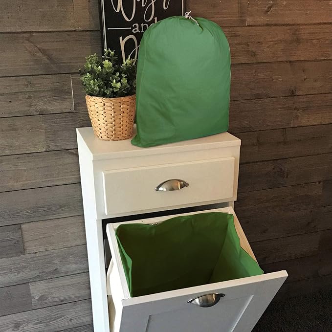 Urban Villa Laundry Bag Canvas|Dirty Clothes Travel Laundry Bag|Machine Washable|Reusable College Hostel Hamper Liner Bag for Garments Delicates Drawstring Closure 1 Pack Green Color|Size 28X36 Inches