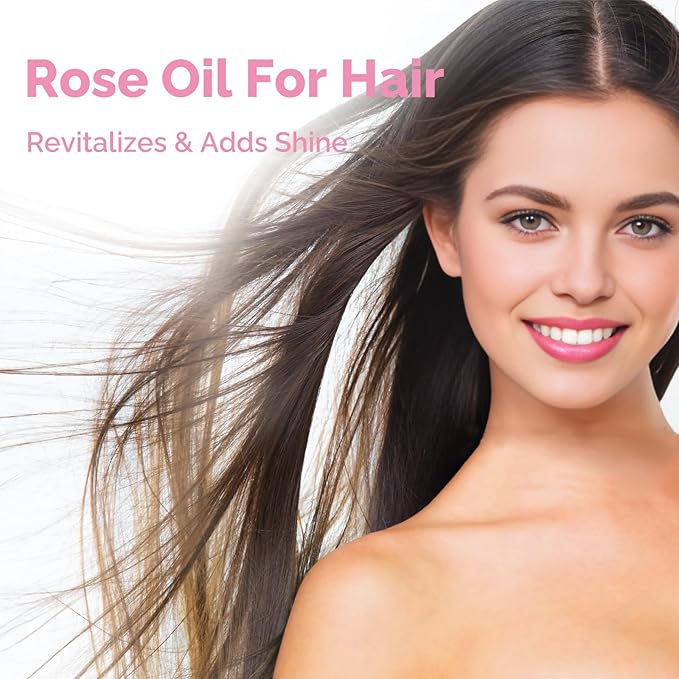 Rose Essential Oil 4 Oz, 100% Pure Natural Rose Oil for Diffuser, Skin, Hair, Body, Face Care, Perfume DIY