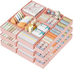 DIMJ Drawer Organizer Clothes 24Pack - Foldable Baby Organizers and Storage & Dresser Organizer for Bedroom, Closet - Nursery Organization Dresser Dividers for underwear, Sock,Bra, Belt, Tie, Pink