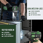 Prostormer Cordless Drill and Impact Driver Set, 17V Brushless Power Tool Kit Included 3/8” Drill & 1/4” Impact Driver with 2 Batteries, Charger, 23pcs Bits and Tool Case