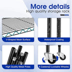 2 Pack Rolling 6-Tier Storage Shelves with Wheels, Heavy Duty Wire Shelving Rack Capacity 750 lbs, 14" D x 24" W x 71" H Adjustable Metal Shelving for Garage, Closet, Kitchen