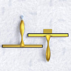 Shower Squeegee for Glass Door 12-Inch Stainless Steel Bathroom Squeegee Window Wiper, with Shower Door Hook, Adhesive Hook, and Spare Silicone Blade for Window Mirror Car All-Purpose Squeegee