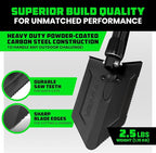 RHINO USA Folding Survival Shovel w/Pick - Heavy Duty Carbon Steel Military Style Entrenching Tool for Off Road, Camping, Gardening, Beach, Digging Dirt, Sand, Mud & Snow.