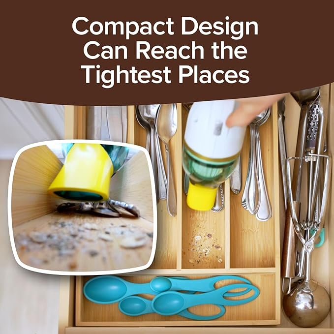 Duck Compact Cordless Vacuum by Horsepower, Gold Edition, Ultra-Powerful Upgraded Battery for Extra-Long Run Time, AS-SEEN-ON-TV, Strong Suction, Easy to Store, Portable & Rechargeable. Home & Auto