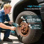 Seesii Impact Wrench 665 FT-LBS(900N.m) 3300IPM 1/2 Impact Gun High Torque Electric Impact Driver Cordless Impact Wrench with 21V 1x4.0Ah Battery 6 Sockets&Case for Home Car Tire Lug Nut Removal Tool