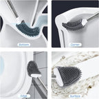 Sellemer Toilet Brush and Holder Set for Bathroom, Flexible Toilet Bowl Brush Head with Silicone Bristles, Compact Size for Storage and Organization, Ventilation Slots Base (1 Pack, White)