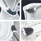 Sellemer Toilet Brush and Holder Set for Bathroom, Flexible Toilet Bowl Brush Head with Silicone Bristles, Compact Size for Storage and Organization, Ventilation Slots Base (3 Pack, White)