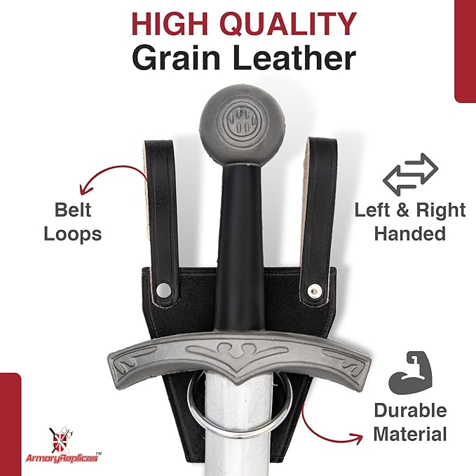 Armory Replicas - Ring Leather Universal O-Ring Medieval Style Axe Holder Belt Frog - Hand Crafted Genuine Leather Costume Weapon Holster Holder