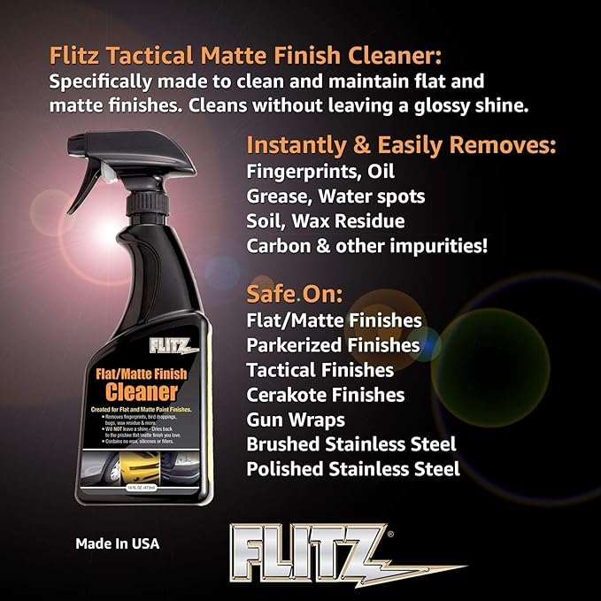 Flitz Flat Matte Finish Cleaner - 8oz Bottle of USA-Made Vinyl Wrap Spray to Easily Remove Grease, Wax, Dust, & More - Quick Drying Matte Paint Cleaner - Ideal for Cars, Motorcycles (1 Pack)