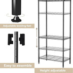 HOMEFORT 4-Shelving Unit, Adjustable Wire Shelving, Metal Wire Shelf Rack Organizer for Kitchen, Pantry, Closet, Bathroom, Laundry, Black,21" W x 11" D x 43" H