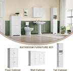 ChooChoo Bathroom Wall Cabinet with 3 Doors, Laundry Cabinet Wall Mounted, Medicine Cabinet with Adjustable Shelves, Hanging Kitchen Cupboard Organizer, White