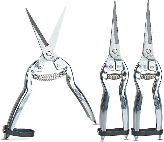 Pruning Shears Set of 3 – SK5 Steel Hand Pruners & Garden Clippers with Non-Slip Handle, Bonsai Shears for Fruit Trees, Flowers & Small Plants
