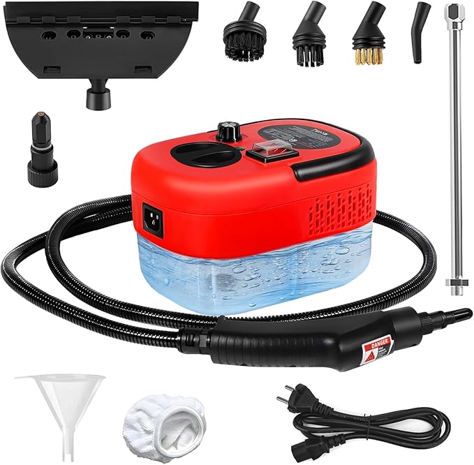 Handheld Steam Cleaner with 1200ml Large Water Tank & High Pressure - for Floors, Upholstery, Grout, Cars, Tiles, Windows, Kitchen