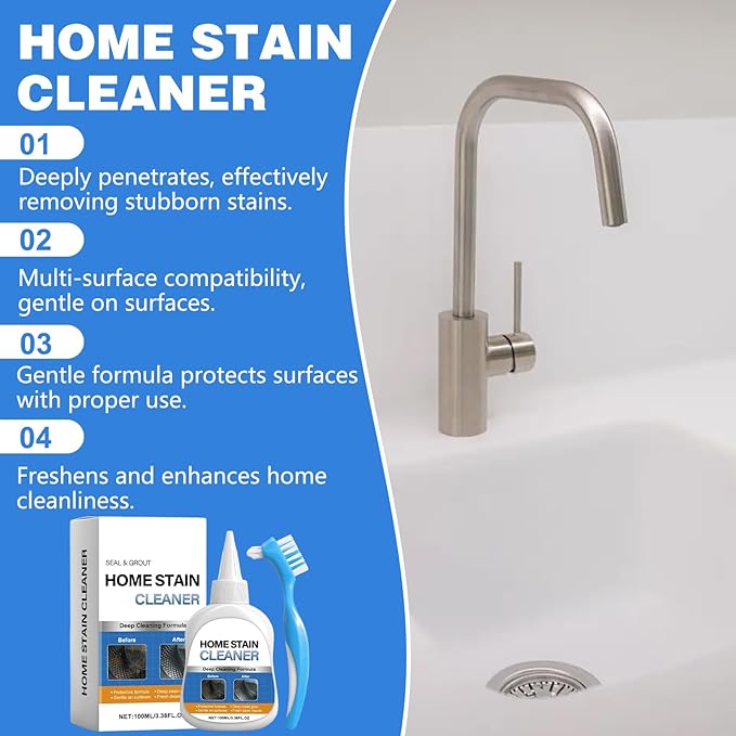 Home Stain Cleaner Gel,Mold Stain Remover,All-Purpose Gel with Brush Deep Cleaning gel for Tile Gaps, Washing Machine Seals, Fridge Rubber, Wall & Shower Stains