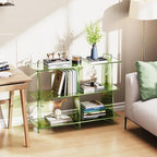 Acrylic Bookshelf, Small 3 Tier Open Bookcase for Small Spaces,Sofa Table, Hallway Entry Table for Home Living Room (Green, 39.4'' x 11.8'' x 31.5'')