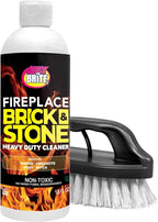 Quick N Brite Fireplace Gel Cleaner with Scrub Brush for Brick, Stone, Rock, Tile, and Marble, Nonabrasive Fireplace Cleaner, Made in the USA, 16 oz