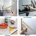 Shower Squeegee for Glass Doors,14-Inch Shower Glass Squeegee, Gold Shower Squeegee for Shower Doors,Mirror,Windows, with Shower Door Hook and Adhesive Hook