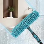 AIDELY 62" Window Squeegee, 2 in 1 Window Cleaning Tool with Telescopic Pole, Rotatable and Bendable Head for High Windows Indoor Outdoor, Includes 2 Blades & 2 Pads (Microfiber+Pads)