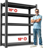 OLLRRACT Heavy Duty Garage Shelf – 5 Shelf Storage Shelving Rack Organizer for Home, Workshop, or Utility Spaces, Metal Shelving Unit for Maximizing Garage Storage 16" D x40 W x78 H