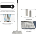 Indoor Soft Bristles Angle Sweeping Broom with Long Handle for Kitchen Hardwood Floor Cleaning (Broom)