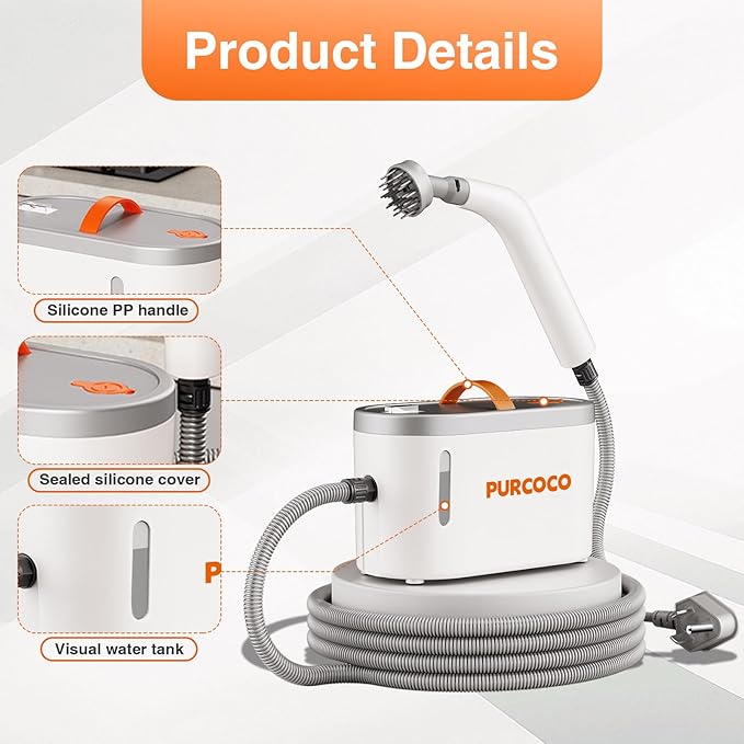 Pressurized Steam Cleaner Handheld 6 Multi-Surface Attachments small Mini Steam Cleaner for Car Grout Kitchen 30s Fast Heating Deep Cleaner for Tile Upholstery Pet Hair
