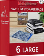 MEIQIHOME Vacuum Storage Bags, Space Saver Sealer Bags,Vacuum seal bags for clothing, Pillows, Comforters, Blankets, Bedding,Travel,6 LARGE