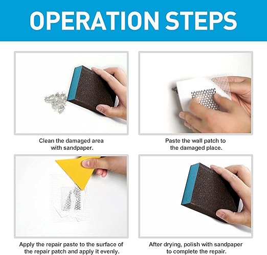 Wall Spackle & Drywall Repair Patch Kit with Mending Agent Putty, Repair Paste Plaster, Scraper & Sanding Sponge for Wall Crack/Nail Hole