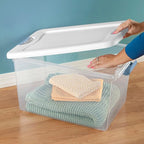 Sterilite 30-Pack Latching Box, Under Bed Storage Bins with Lids, Clear Plastic, 64 Quart - Heavy-Duty Organizing Containers for Closet, Bathroom, and Office