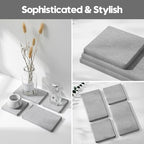 4PCS Bathroom Sink Vanity Trays, Diatomaceous Earth Quick Stone Drying Mat Kitchen Counter Dish Soap Dispenser Sponge Holder, Water Absorbing Caddy Organizer for Bottle & Cup, Light Gray