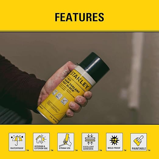 Stanley F993 Expanding Foam Sealant Spray – (2x12oz) Gaps & Cracks Filler, PestBlocker for Indoor/Outdoor Use – Paintable, Waterproof, Polyurethane Insulation Foam with Straw Applicator | 2 Pack