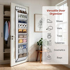 KEEPJOY 10 Tiers White Over Door Shoe Organizer Storage, Hanging Shoe Holder for Door with Large Deep Pockets, Fit 20-30 Pairs Shoe Rack for Sneakers, Boots (White)