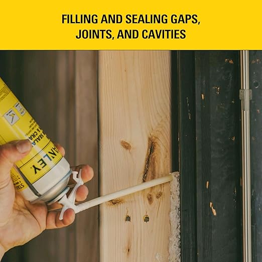 Stanley F905 Gaps & Cracks Sealant (2x12 Oz.) – Polyurethane Spray Foam Insulation for Window & Door, Waterproof Gap Filler, Low Expansion Foam for Indoor & Outdoor Use | Straw Use | 12 Oz. 2 Pack
