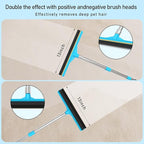 Carpet Rake for Pet Hair Removal Tool, Updated Reusable Pet Hair Remover with 56” Adjustable Long Handle, 2 in 1 Rubber Broom and Carpet Brush Scraper for Rugs, Mats, Couch, Furniture (2pcs)