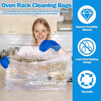 XANGNIER 10 Pack No Scrub Oven Rack Cleaning Bags with Side Zipper Opening,27.8 * 19.5 in,No Cleaner Included, Reusable Leakproof Soaking Cleaner Bags for Removable Metal Rack,BBQ Grills,Grill Grate