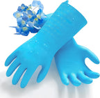 Vgo... 1 Pair Household Cleaning Gloves Infused with Rresh Rich Aromas, Lined Dishwashing Gloves,Long Sleeves Kitchen, Bathroom Cleaning, Gardening, Pet Care(Light Blue,M,TP1117)