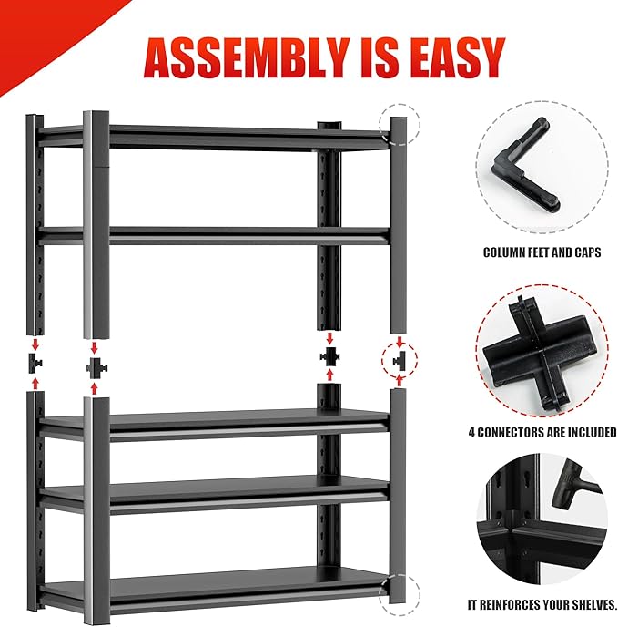 OLLRRACT Heavy Duty Garage Shelf – 5 Shelf Storage Shelving Rack Organizer for Home, Workshop, or Utility Spaces, Metal Shelving Unit for Maximizing Garage Storage 16" D x40 W x78 H