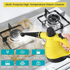 Handheld Steam Cleaner, Pressurized Steam Cleaner with 9pcs Accessories & Safety Lock, Natural Multi-Purpose Powerful Home Use Steamer for Cleaning, Car, Bathroom, Shower, Upholstery, Grout, Window