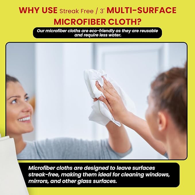 Microfiber Cleaning Cloth "As Seen On TV" 6 Pack - 16" X 16" Lint-Free Cloths for Glass, Window & Cars - Microfiber Towels for Streak Free Cleaning & Shine - Reusable Cleaning Rags - Just Use Water