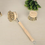 Bamboo Dish Scrubber - Hard Bristles, Natural Dish Brush with Handle, Compostable & Sustainable, Kitchen Scrub Brush for Cleaning Pot Bowl and Sink