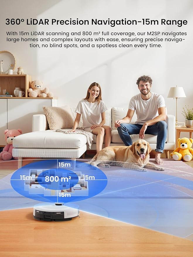 Lefant Robot Vacuum and Mop Combo, 8 Weeks Self-Emptying with Dual Dustbin Options, 6000Pa LiDAR Robotic Vacuum Cleaner with Precision Mapping, 240mins, Carpet Detection, WiFi/App/Alexa, M2S Pro
