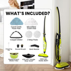 H2O HD Dual Buff Steam Mop, 8 in 1 Handheld Steam Cleaner For Kitchen Tile Floors, Hardwood Floors, Grout Cleaner, Upholstery Cleaner and Carpets, 2 washable scrub pads, 8 cleaning accessories