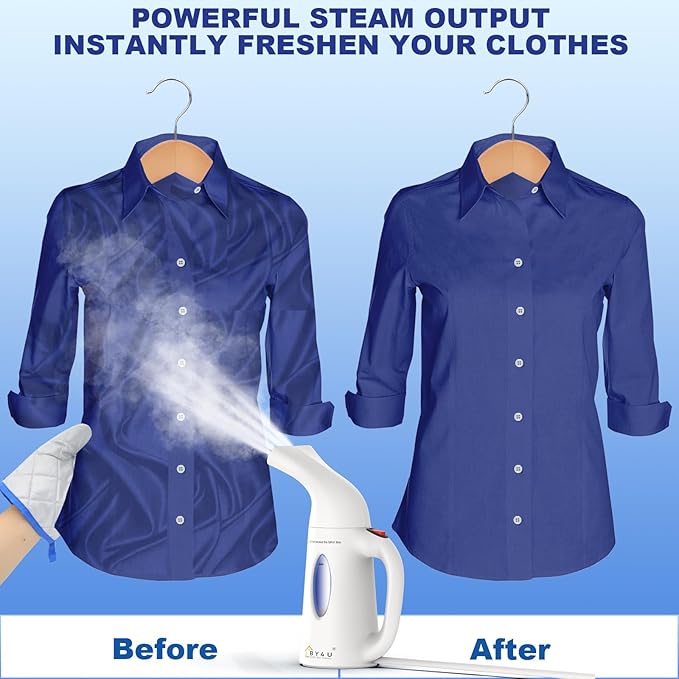 Powerful Travel Steamer for Clothes Handheld Clothing Steamer Handheld Garment Steamer Wrinkle Remover for Home and Travel White