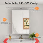 20x28 Inch Medicine Cabinet with Mirror, Aluminum Bathroom Mirror Cabinet, Beveled Edge Mirrored Single Door, Adjustable Shelves, Surface or Recessed Mount Mirrors with Storage,Black