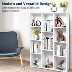 Whitmor 11 Cube Storage Organizer, 4 Tier Stackable Bookcase, Open Storage Display Bookshelf, Storage Cabinet for Living Room, Bedroom, Home, Office, 29.1" L x 9.4" W x 41.7" H, White