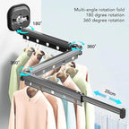 AUNMAS Wall Mounted Clothes Drying Rack, Retractable Clothes Hanger Rack Laundry Organizer Clothesline No Drilling Installation for Balcony Laundry Bathroom(Tri Fold Grey)